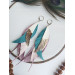 long leather feather earrings genuine leather jewelry animalprint 