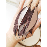 warm brown leather feather earrings.  