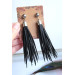 medium drop earrings genuine leather jewelry  stud tassel earrings