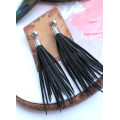 medium drop earrings genuine leather jewelry  stud tassel earrings
