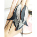 leather feather earrings long  gray handmade jewelry