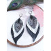 gray shades leather feather earrings genuine leather jewelry 