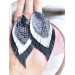 gray shades leather feather earrings genuine leather jewelry 