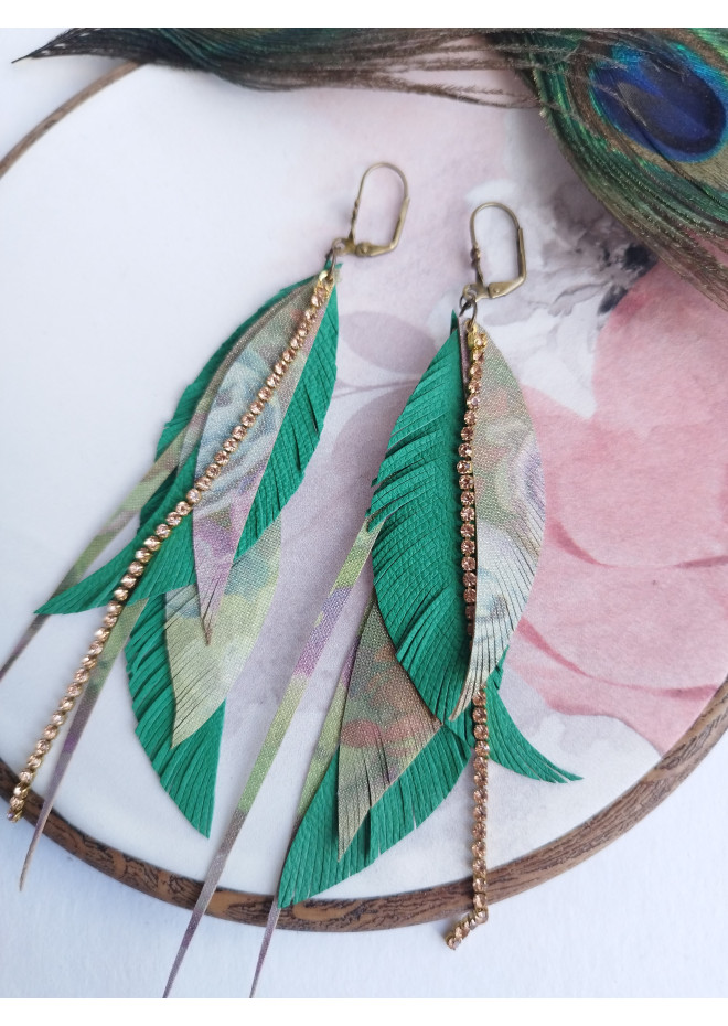 Multi layered earrings made from genuine leather