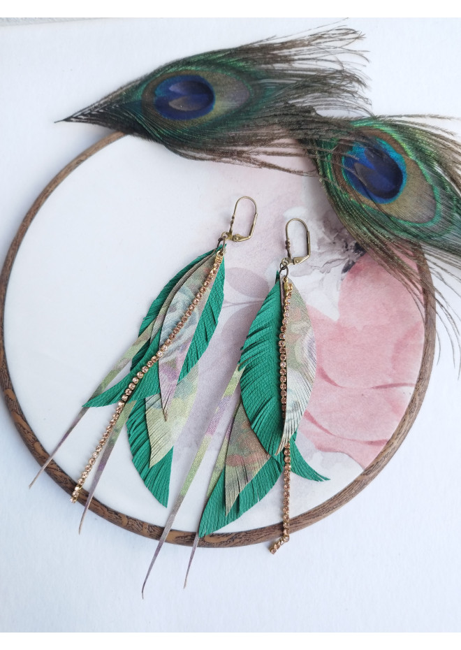 Multi layered earrings made from genuine leather