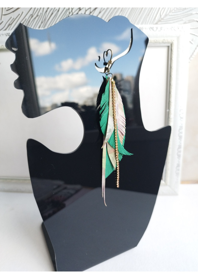 Multi layered earrings made from genuine leather