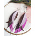  dark purple leather feather earrings long genuine leather jewelry 