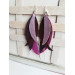  dark purple leather feather earrings long genuine leather jewelry 