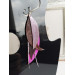  dark purple leather feather earrings long genuine leather jewelry 