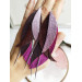  dark purple leather feather earrings long genuine leather jewelry 