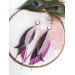  dark purple leather feather earrings long genuine leather jewelry 