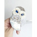 beaded owl brooch white ivory