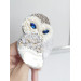 beaded owl brooch white ivory