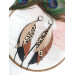 brown long feathers earrings genuine leather jewelry  