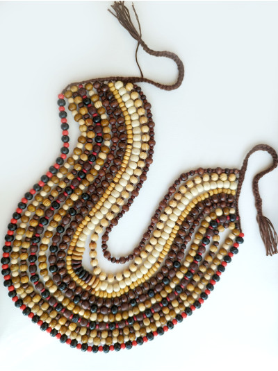 wood brown multi strand  beaded necklace, ethnic  handmade necklace