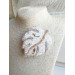 beaded embroidery brooch ivory monstera