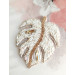 beaded embroidery brooch ivory monstera
