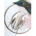 long leather feather earrings genuine leather jewelry sand gold