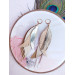 long leather feather earrings genuine leather jewelry sand gold
