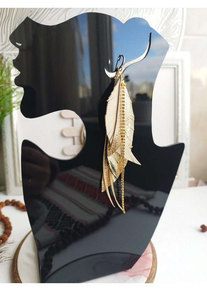 Multi layered earrings made from genuine leather