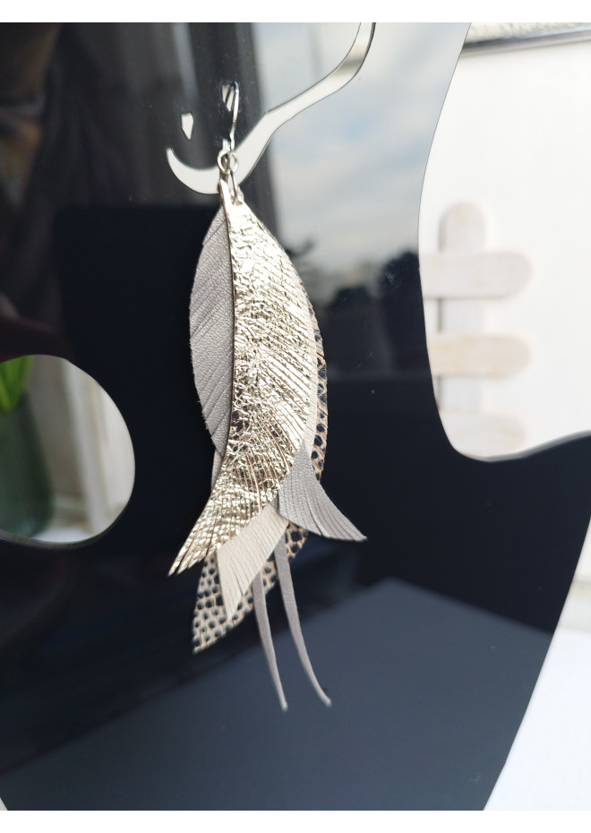 long leather feather earrings genuine leather jewelry 