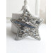 beaded brooch gry silver star`