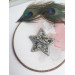 beaded brooch gry silver star`