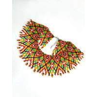 multicolor beaded collar necklace, traditional Ukrainian beaded sylyanka.