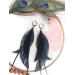 black long feathers earrings genuine leather jewelry  