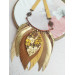 ginger brown leather feather necklace