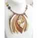 ginger brown leather feather necklace