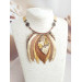 ginger brown leather feather necklace