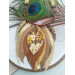 ginger brown leather feather necklace