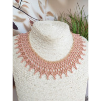 Peach openwork beaded necklace, traditional Ukraine jewelry , ethnic  handmade sylanka