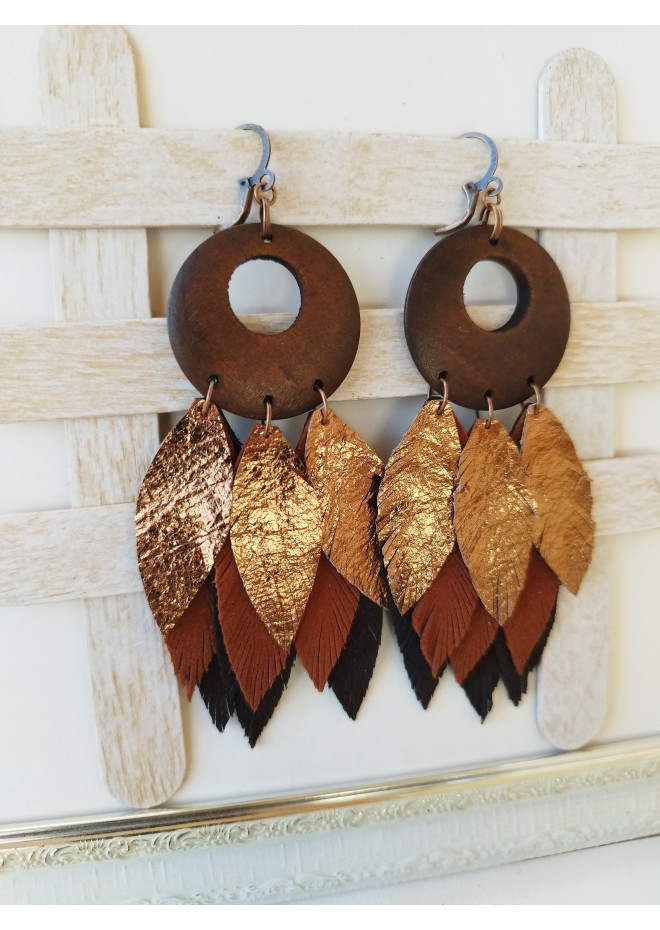 handmade feathers leather earrings large handmade jewelry