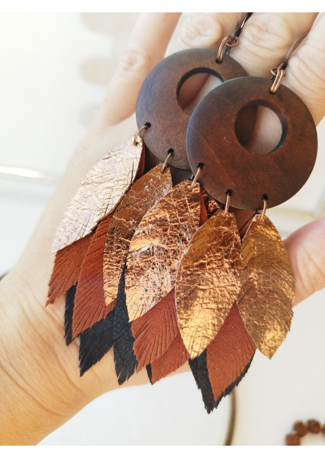 handmade feathers leather earrings large handmade jewelry