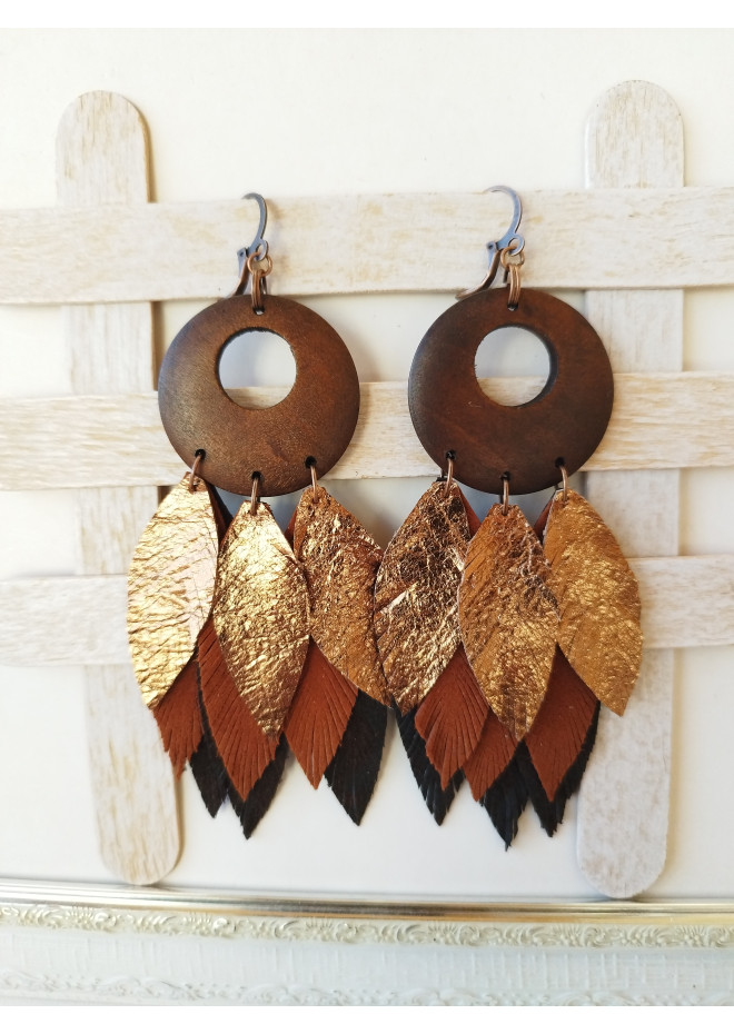 handmade feathers leather earrings large handmade jewelry