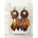 handmade feathers leather earrings large handmade jewelry