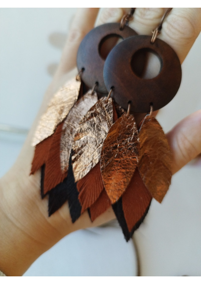 handmade feathers leather earrings large handmade jewelry