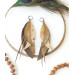 beige brown long genuine leather feather earrings large dark gold bohemian jewelry 