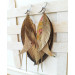 beige brown long genuine leather feather earrings large dark gold bohemian jewelry 