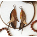 beige brown long genuine leather feather earrings large dark gold bohemian jewelry 
