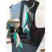 Green emerald gold long genuine leather feather earrings large turquoise bohemian jewelry 