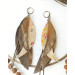 beige brown long genuine leather feather earrings large dark gold bohemian jewelry 