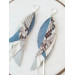 white gray blue long genuine leather feather earrings large bohemian jewelry 