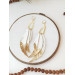 white long leaf bohemian earrings gold connector extra long leather earrings