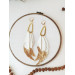 white long leaf bohemian earrings gold connector extra long leather earrings