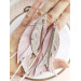 gentle pink leather feather earrings genuine leather jewelry