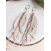 gentle pink leather feather earrings genuine leather jewelry