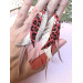 long leather feather earrings genuine leather jewelry leopard red 